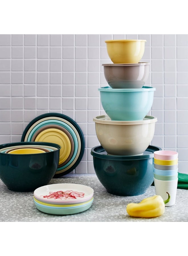 GARNITYREN Bowl with lid, set of 5, mixed colours - Image 2